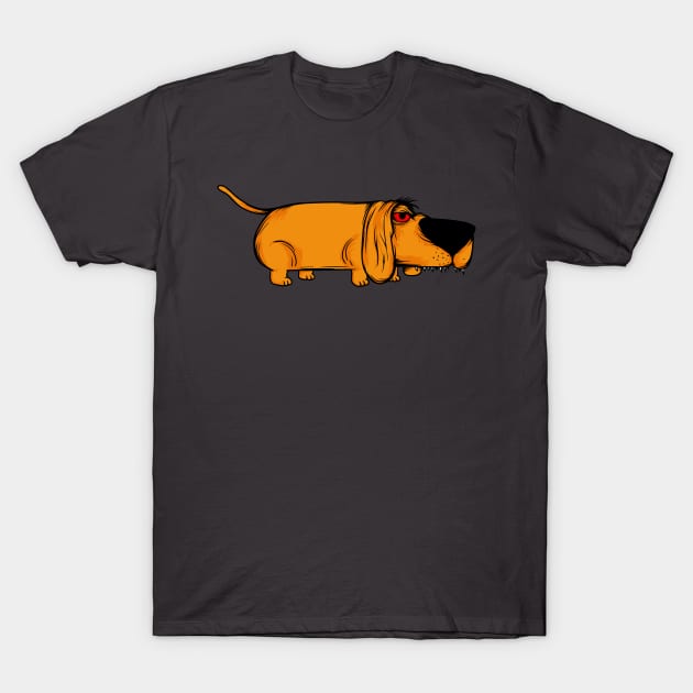 Crazy dachshund eye dog cartoon European badger T-Shirt by SpaceWiz95